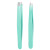 Ruby Face Professional Beauty Tools Slant & Point Duo Tweezers Turquoise